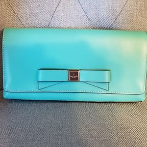 NWOT Kate Spade- Turquoise smooth leather clutch